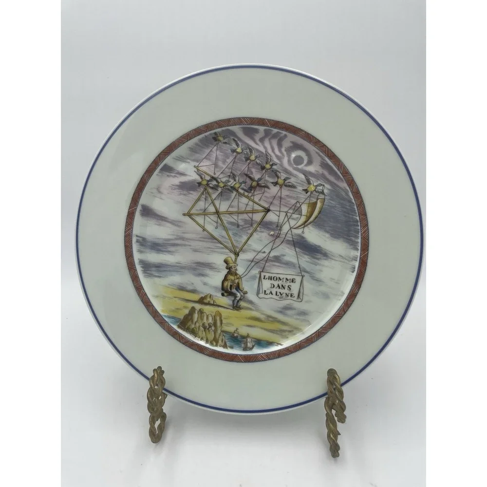 Vintage Raynaud Limoges Decorative Collector Plate The‎ Man in The Moon